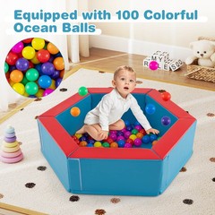 3 PCS Baby Foam Climbing Blocks w/Ball Pit Triangle Stair 100 Ocean Balls