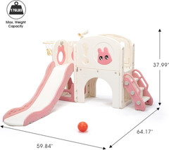 8-In-1 Toddler Slide and Climber Playset, Kids Slide Playground with Stairs, Tun