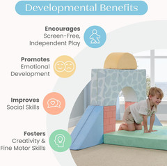 7-Piece Foam Fortress – Soft Climbing Toys, Baby Foam Climbing Blocks for Toddle