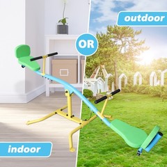 360° Rotating Double Seesaw with Backrest, Kids Indoor/Outdoor Rocker