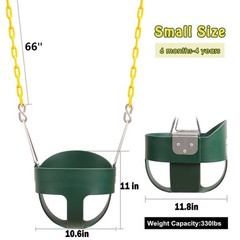 Small High Back Toddler Bucket Swing Seat with Coated Chains, Heavy Duty Kids Sw