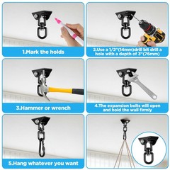 2 Pack Hammock Hanging Kit, Heavy Duty Hammock Swing Hardware Hooks with 360°…