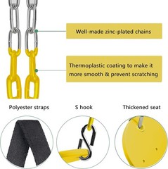 Heavy Duty Coated Iron Chain Sensory Swing, Therapy Swing Seat,Outdoor Playgroun