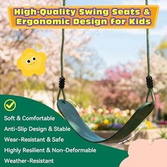 Heavy Duty Kids Swing Seat with 79″ Adjustable Rope, 330 lbs Green, 1 Pack