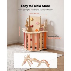 Pikler Triangle Climber with Arch & Ramp — Natural Wood, 150lb, Foldable, 9-in-1