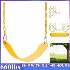 Heavy Duty Swing Seat Set Accessories Replacement with Coated Chain Kids Yellow