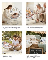 Baby Swing for Infants 0-9 Months 6-20 Lbs, Portable 5-Speed with Music – Easy