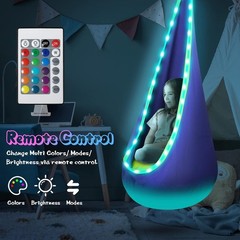 Delightful Kids Pod Swing with 16 Colors Remote | Soft Cotton & Safety Design