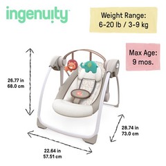Soothe n Delight Compact Portable 6-Speed Plush Baby Swing Music 0-9M