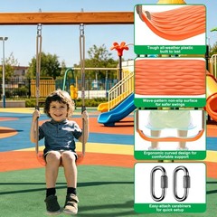 Heavy Duty 2-Pack Orange Tree Swing Seats for Kids & Adults. Adj Rope & Hooks.