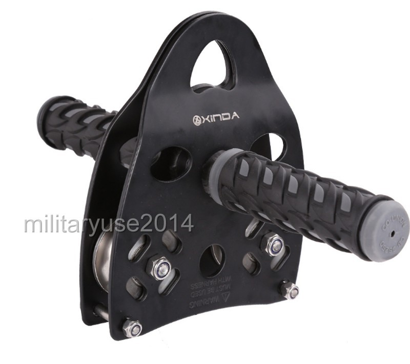 Zip Line Cable Trolley Outdoor Military Kids Fun Rock Climbing Dual Pulley 45KN