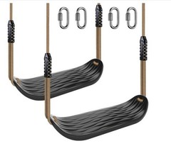 SELEWARE 2-Pack Black Non-Slip U-Shape Swing Seats with Adjustable Rope