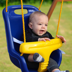 Gorilla Playsets 04-0032-B High Back Plastic Infant Swing with Yellow T Bar & Ro