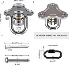 SELEWARE 360° Swivel Hanger with Bearing & Carabiner, Heavy Duty Hook for Tire a