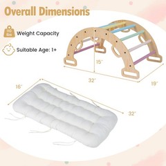 Wooden Rocking Climbing Arch w/Cushion 3-in-1 Montessori Kids Climber Rocker