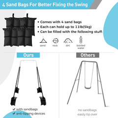 Heavy Duty Foldable Swing Stand for Kids with Sandbags – Indoor/Outdoor Black