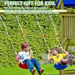 Plastic Swing Seat with Adjustable Rope, 220 lb Capacity Blue