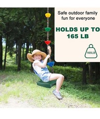 Tree Swing for Kids – Single Disc Seat and Climbing Rope Set w/Carabiner