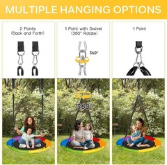DECORLIFE 40″ Saucer Tree Swing 700lb Heavy Duty 900D Oxford Fabric 360 Spin