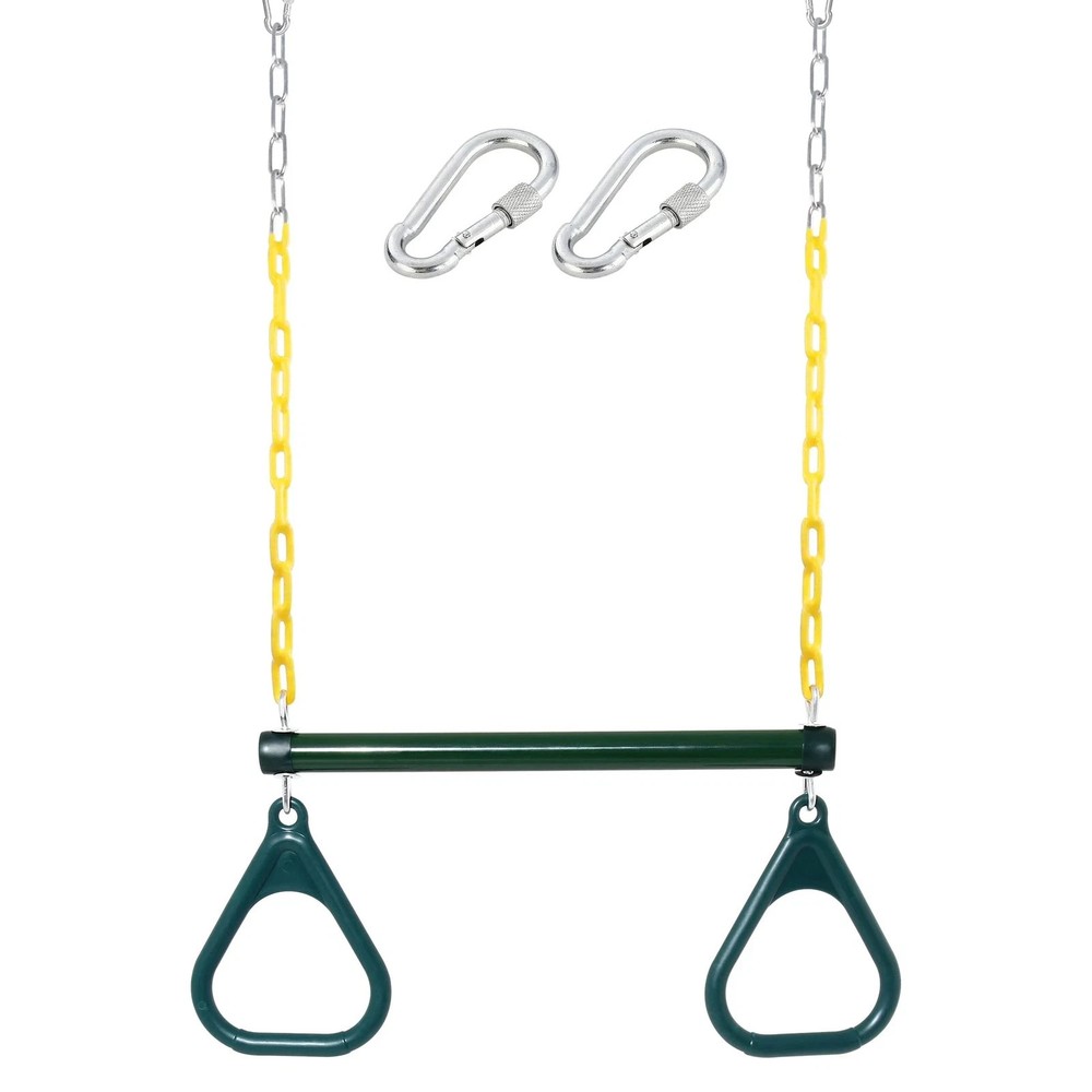 18” Trapeze Swing Bar Rings 48” Heavy Duty Plastic Coated Chains Swing Set …