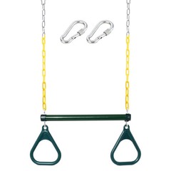 18” Trapeze Swing Bar Rings 48” Heavy Duty Plastic Coated Chains Swing Set …