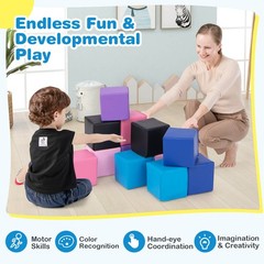 12 PCS Foam Building Blocks 5.5″ x 5.5″ Colorful Climbing Foam Soft Cubes