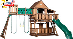 Backyard Discovery Woodridge Elite Cedar Wood Swing Set with Wave Slide Clubhous