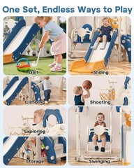 Toddler Slide and Swing Set, 7-in-1 Indoor Outdoor Toddler Playset with Climb…