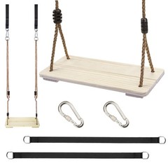 Outdoor Swing, KINSPORY Swing Set for Backyard, Adjustable Nylon Rope 17″x6.7″