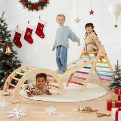 Pikler Triangle Set, 7-in-1 Foldable Pikler Triangle Climbing Toys Set for Ki…