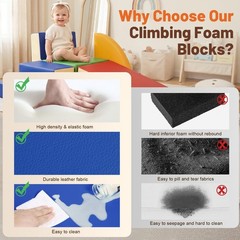 6-Piece Soft PU Leather Toddlers Climbing Toys, Baby Foam Climbing Blocks for To