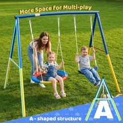Heavy Duty Kids Swing Sets Playset with Slide for Backyard Outdoor Metal