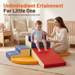 6-Piece Soft PU Leather Toddlers Climbing Toys, Baby Foam Climbing Blocks for To