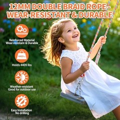 Tree Swing Ropes (Set of 2), 3FT//10FT/1/20FT, Tree Swing Straps 5FT Rainbow