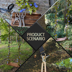 2026 Large Wooden Swing Seat, 24″x8″, 500lbs, Adjustable Rope & Floral Garland