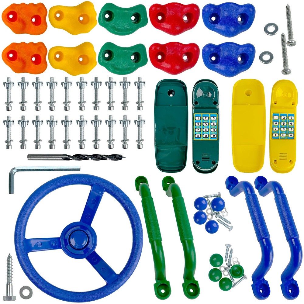 17 Pack Playground Accessories for Kids – 10pc Colourful Rock Climbing Holds,…