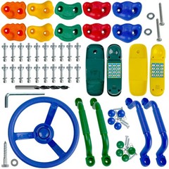 17 Pack Playground Accessories for Kids – 10pc Colourful Rock Climbing Holds,…