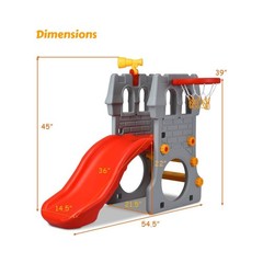 5-in-1 Toddler Slide, Indoor & Outdoor Playground Set with Basketball Hoop, T…
