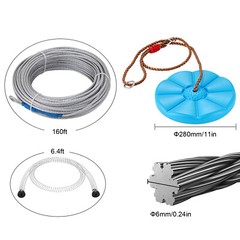 VEVOR 160 ft Zip Line Kit for Kids Adult Trolley Slackers Zipline Up to 500 lb
