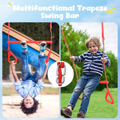 65 Ft Ninja Warrior Obstacle Course for Kids with Swing, Ninja Rope Course with