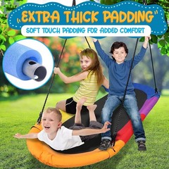 SereneLife 67″ Giant Platform Tree Swing with Hang Ki- Rainbow
