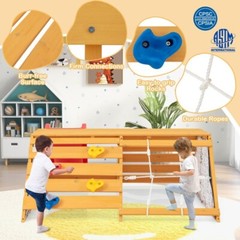 5 x 1 Jungle Gym Indoor Playground w/ Slide Rock Climbing Wall Rope Wall Climber