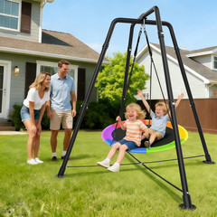 Swing Set with 35” Saucer Swing, Sensory Swing Set, Metal 32mm Diameter Swing S