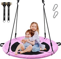 700lb 40″ Saucer Tree Swing Kids Adults Outdoor Textilene W/ 2pcs Tree Hanging