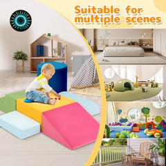 Toddler Climbing Toys Indoor 7-Piece Colourful Foam Climbing Blocks Soft Play