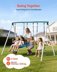VEVOR Swing Set for Backyard Swingset Outdoor for Kids 3 Seats A-Frame Stand