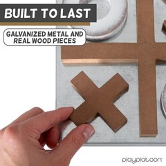 Play Platoon Magnetic Tic Tac Toe Game – Large Metal and Wooden Wall Mounted Boa