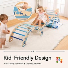 Pikler Triangle Set, Montessori Foldable 8-in-1 Jungle Gym with Reversible An…
