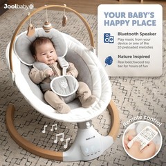Nova Nature Baby Swing for Newborns with Natural Wood Toys, Electric Motorize…