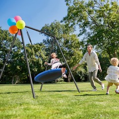 Metal Swing Set Playground with 40″ Saucer Swing Heavy Duty A-Frame Swing Stand